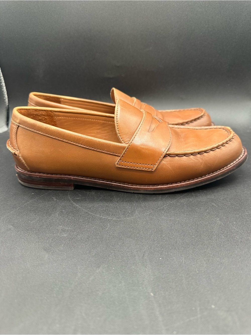 Polo Ralph Lauren Brown Leather Slip-On Alston Penny Loafer Dress Shoes Men's 8